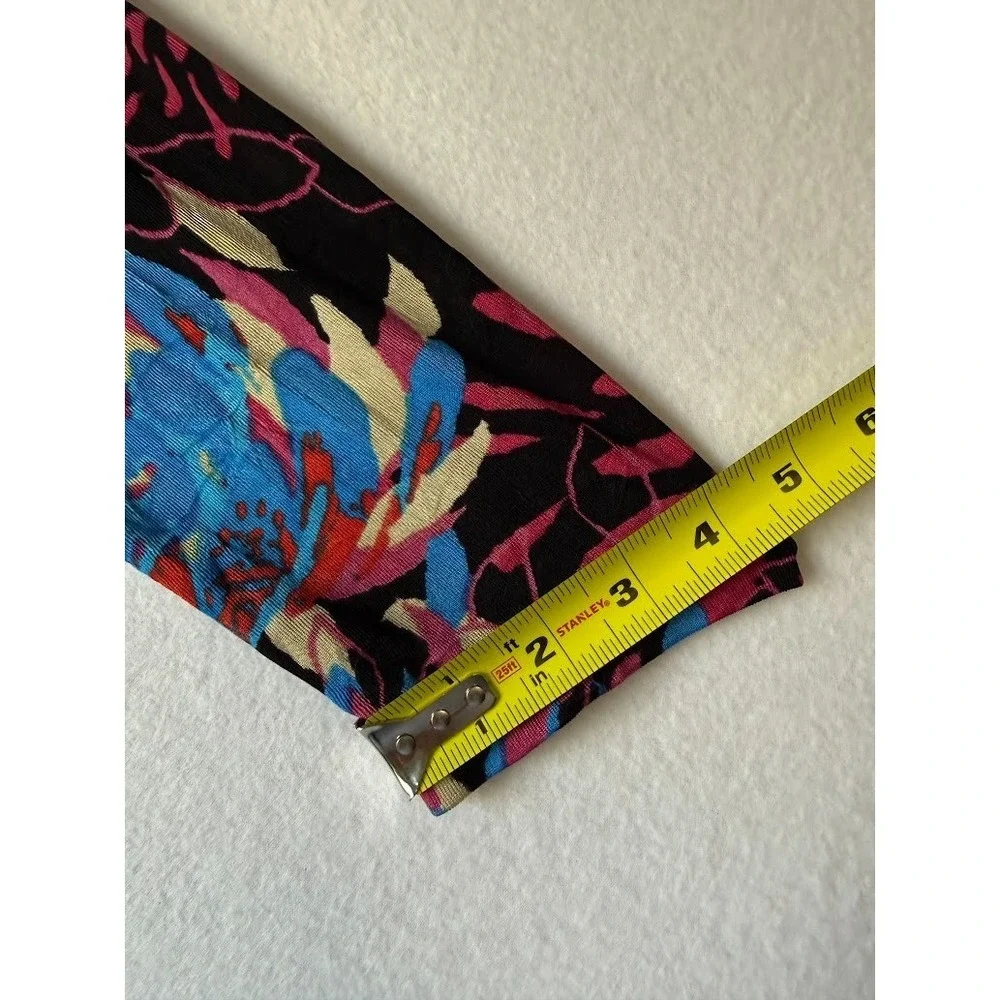 Chico's Travelers Jacket Women Size 2 Multicolor Floral Knit Open Front Casual